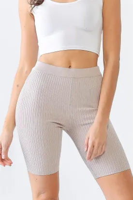 Cafe Ribbed High Waist Slim Fit Stretchy Shorts /3-2-1