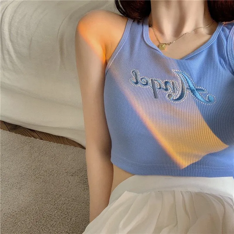 Cropped Silky Ribbed Worn Outside Twill Tank Top