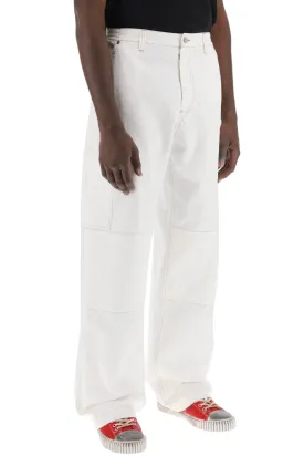Mm6 Maison Margiela Wide Cotton Canvas Trousers For Men Or Women