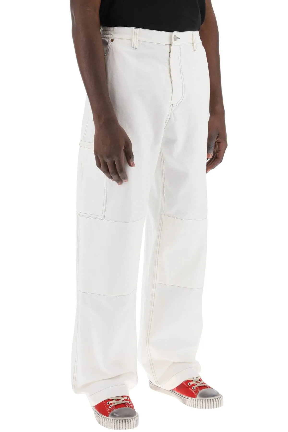 Mm6 Maison Margiela Wide Cotton Canvas Trousers For Men Or Women