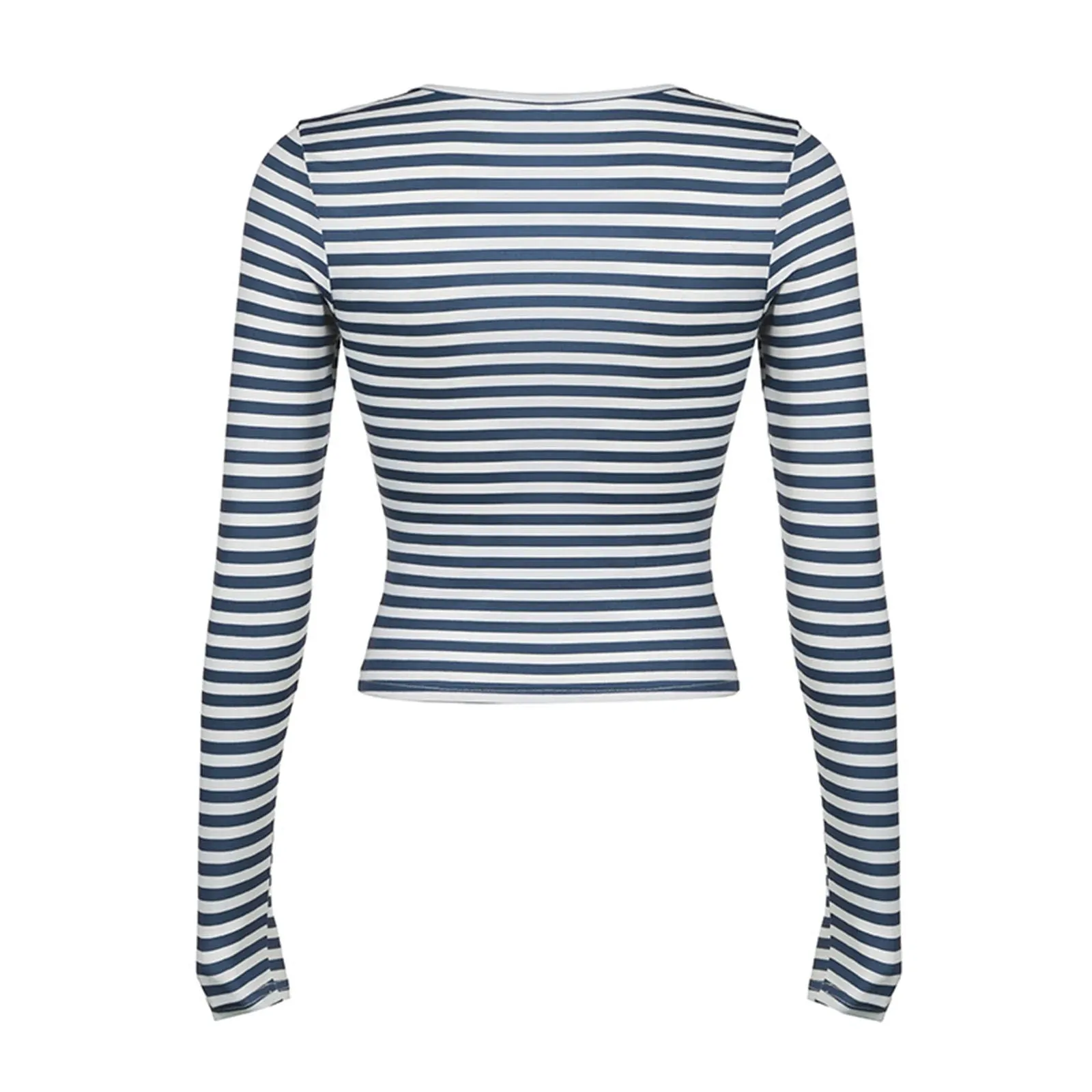 Toleet-Women's Striped T-Shirt Cross Front Long Sleeve V-Neck Slim Fit Crop Casual Pullover Tops
